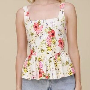 Avec Les Filles wildflower print peplum tank top